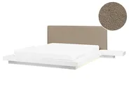 Bett mit LED Bouclé ZEN 160 x 200 cm Weiß_1080223