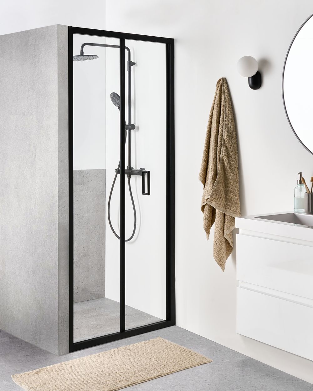 Tweevoudige douchedeur NELTUME 80 x 190 cm Zwart