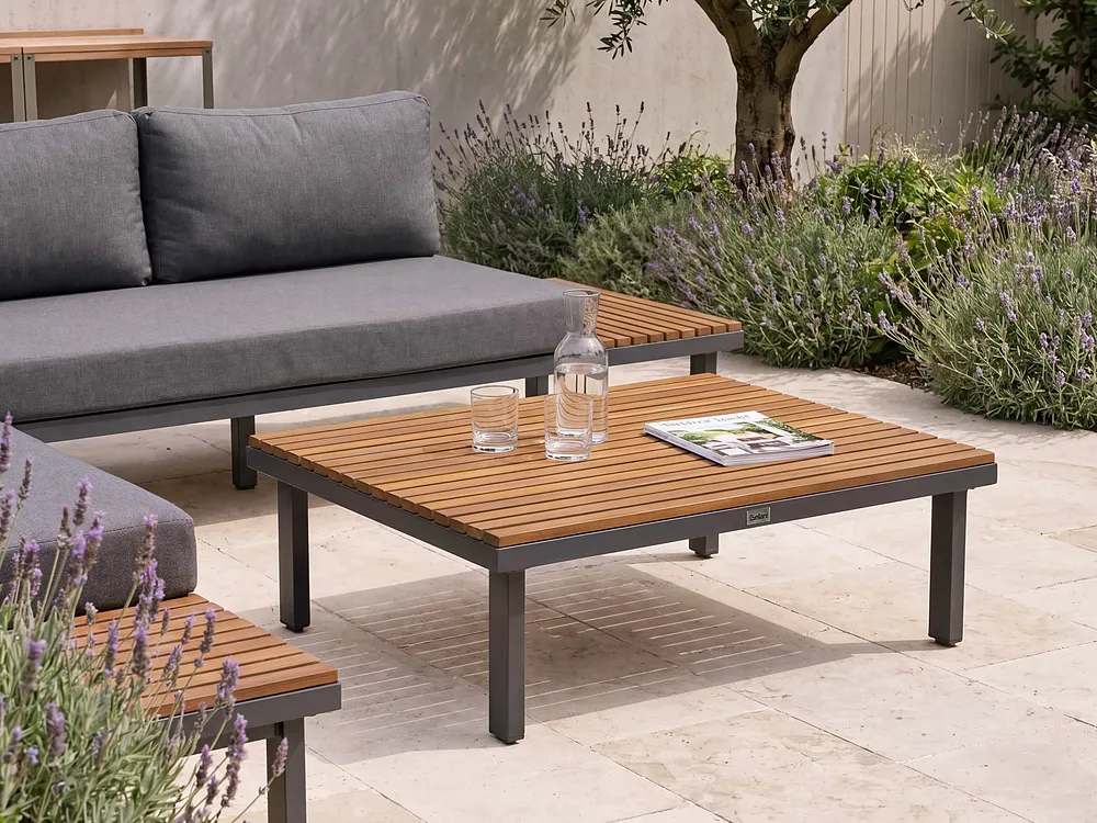 Garden Coffee Table FIVIZZANO 70 cm 90 cm Acacia Wood Dark Grey