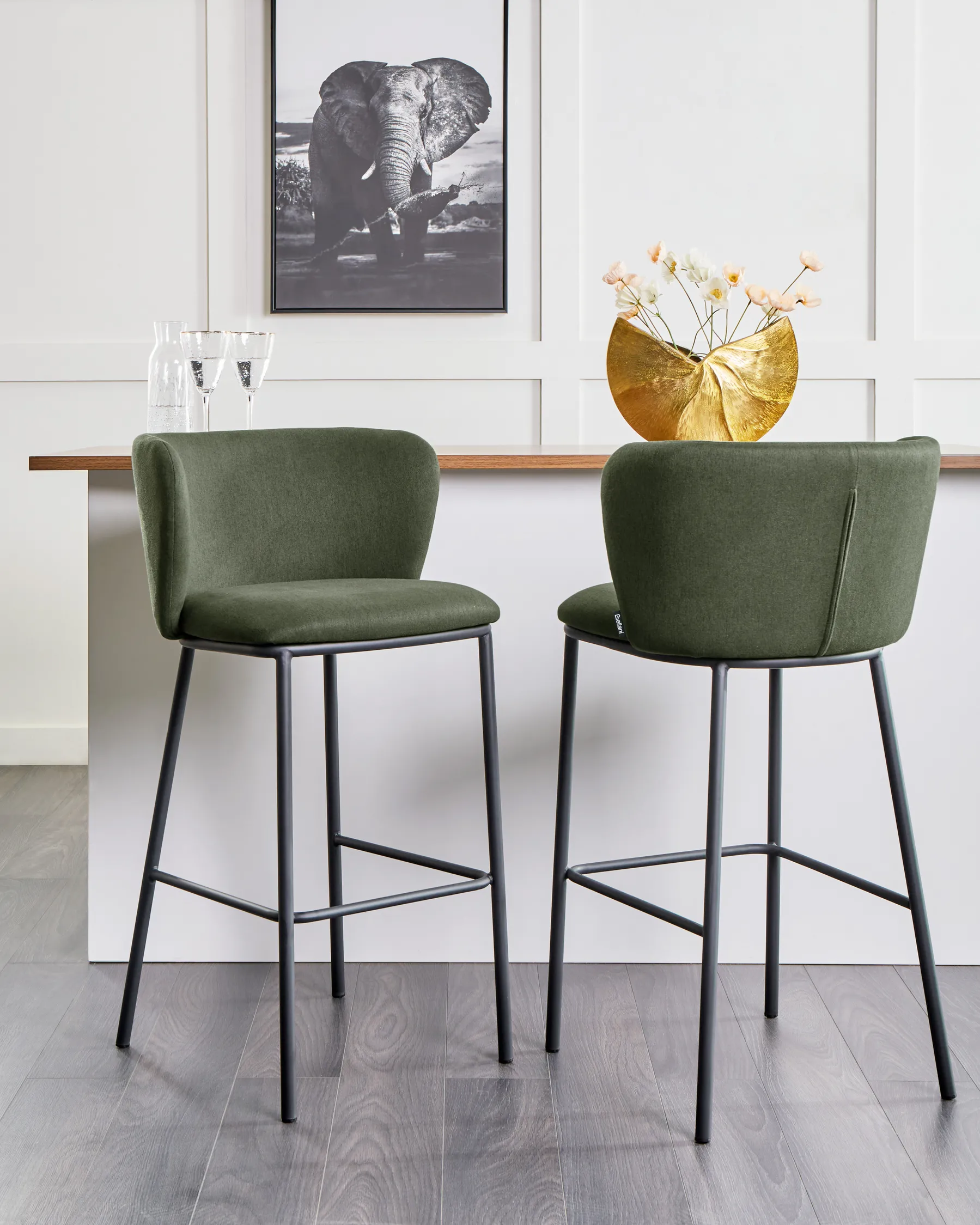 Set of 2 Bar Chairs MINA Dark Green_925943