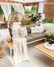 Garten Ecksofa mit Tisch 5-Sitzer POSITANO Grau_809759