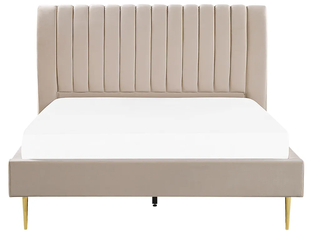 Bett mit Lattenrost Samtstoff MARVILLE 180 x 200 cm Sandbeige_836037
