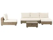 Lounge Set mit Tisch 4-Sitzer VARALLO modular Rattan Grau linksseitig_956444