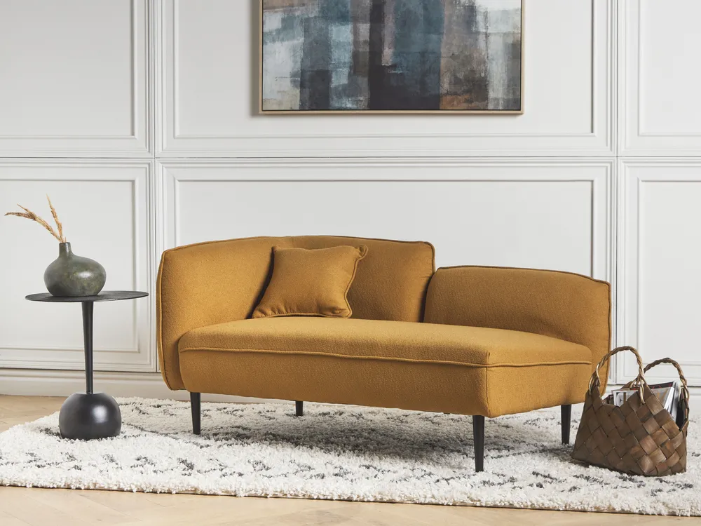 Linksseitige Chaiselongue CHEVANNES Bouclé Senfgelb