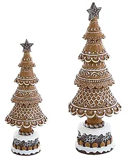 Set of 2 Christmas Decorations KOPPELO 33/42 cm Christmas Tree Brown_1175640
