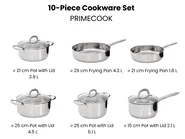 10 Piece Cookware Set PRIMECOOK Stainless Steel Silver_1051154