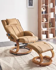 Massagestuhl MAJESTIC mit Fußstütze Kunstleder Hellbraun_963681