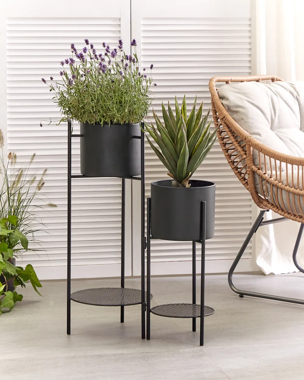 Pflanzenständer ULMUS 58 cm Metall Schwarz