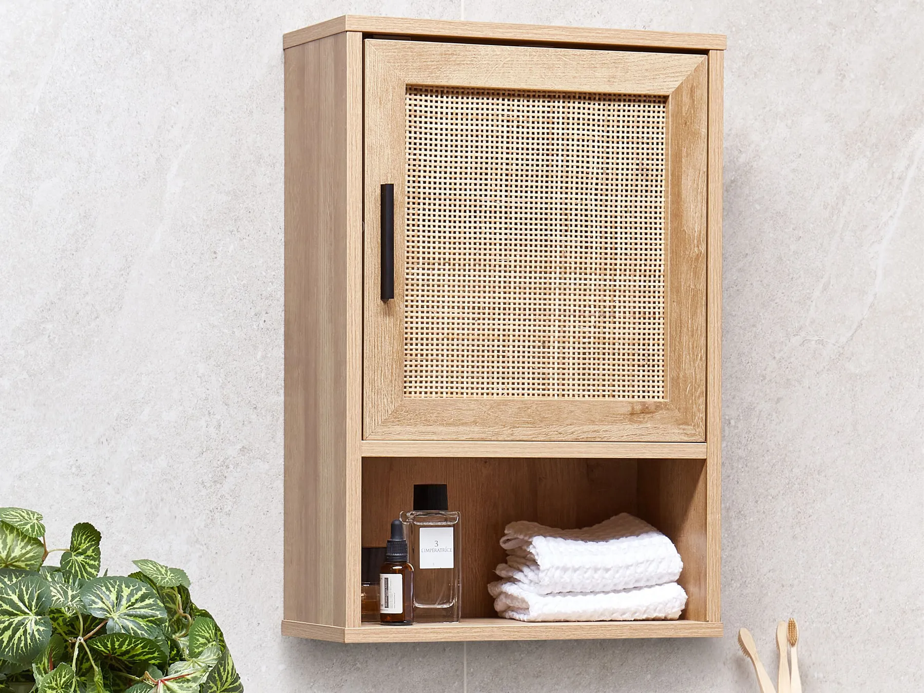 Bathroom Wall Mounted Cabinet ROSELL 40 cm Light Brown_952904