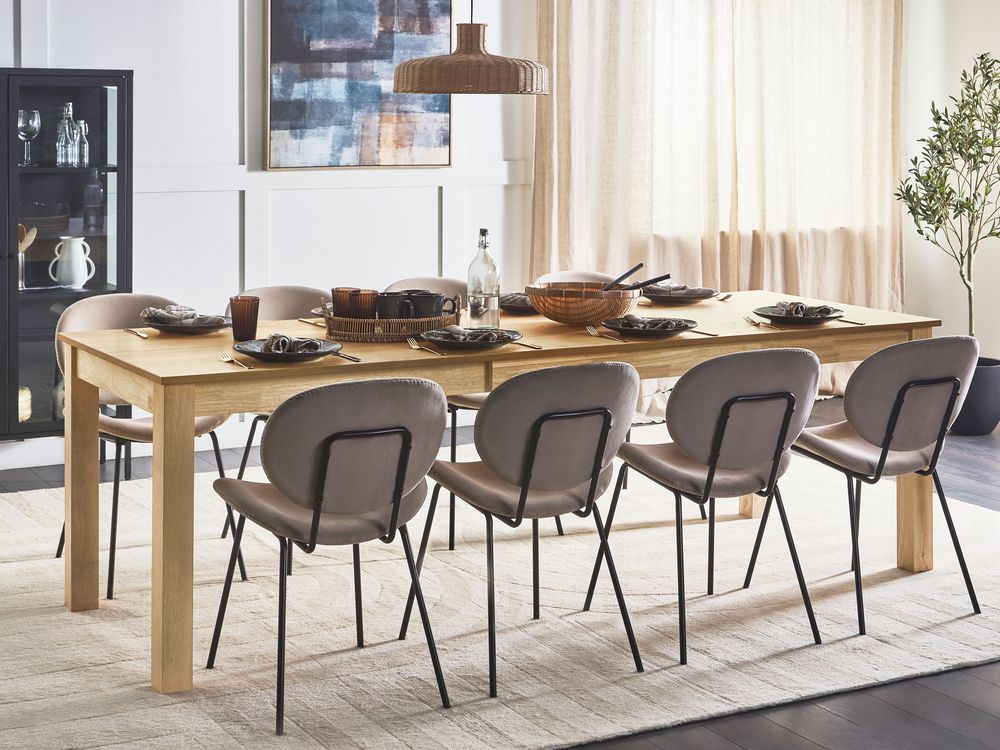 Eettafel uitschuifbaar MADURA Natuurlijk essenhout 160/240 cm 90 cm