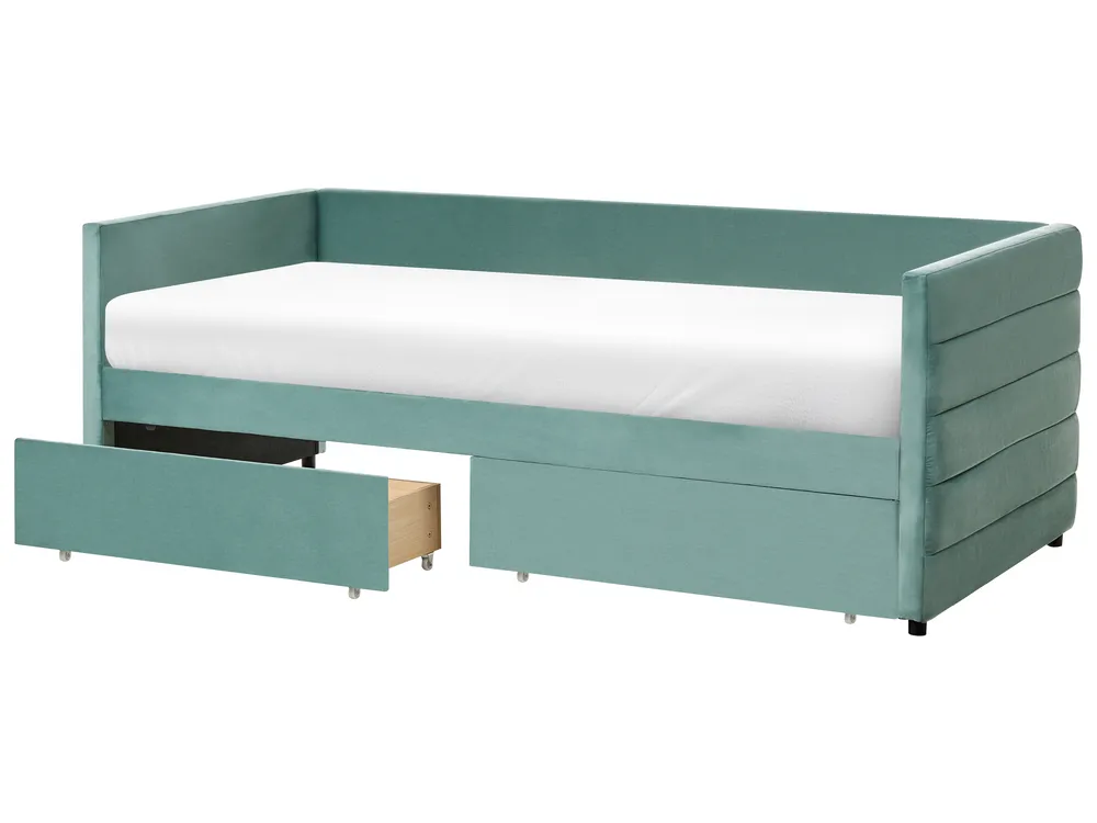 Tagesbett mit Stauraum MARRAY Samtstoff Mintgrün 90 x 200 cm