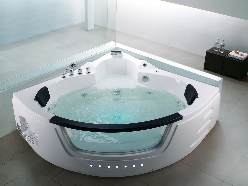 Whirlwanne Eckmodell mit LED MARTINICA 198 x 144 cm Weiß_857965