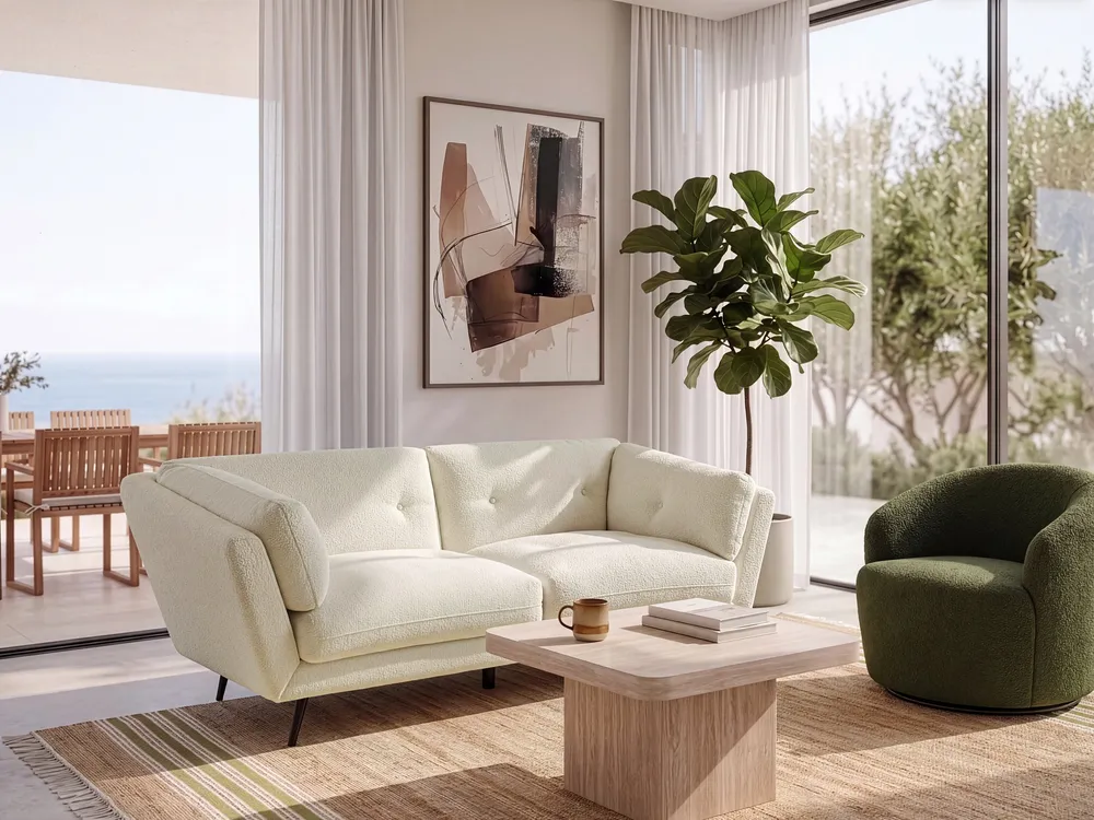 Sofa 3-Sitzer LENVIK Bouclé Weiß