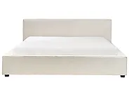 Bett mit Lattenrost Bouclé MIRANDE 180 x 200 cm Cremeweiß_1183980