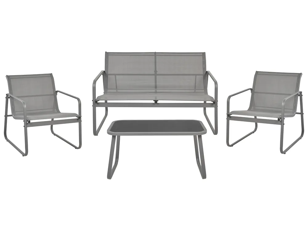 Lounge Set mit Tisch 4-Sitzer BARREA Metall Grau