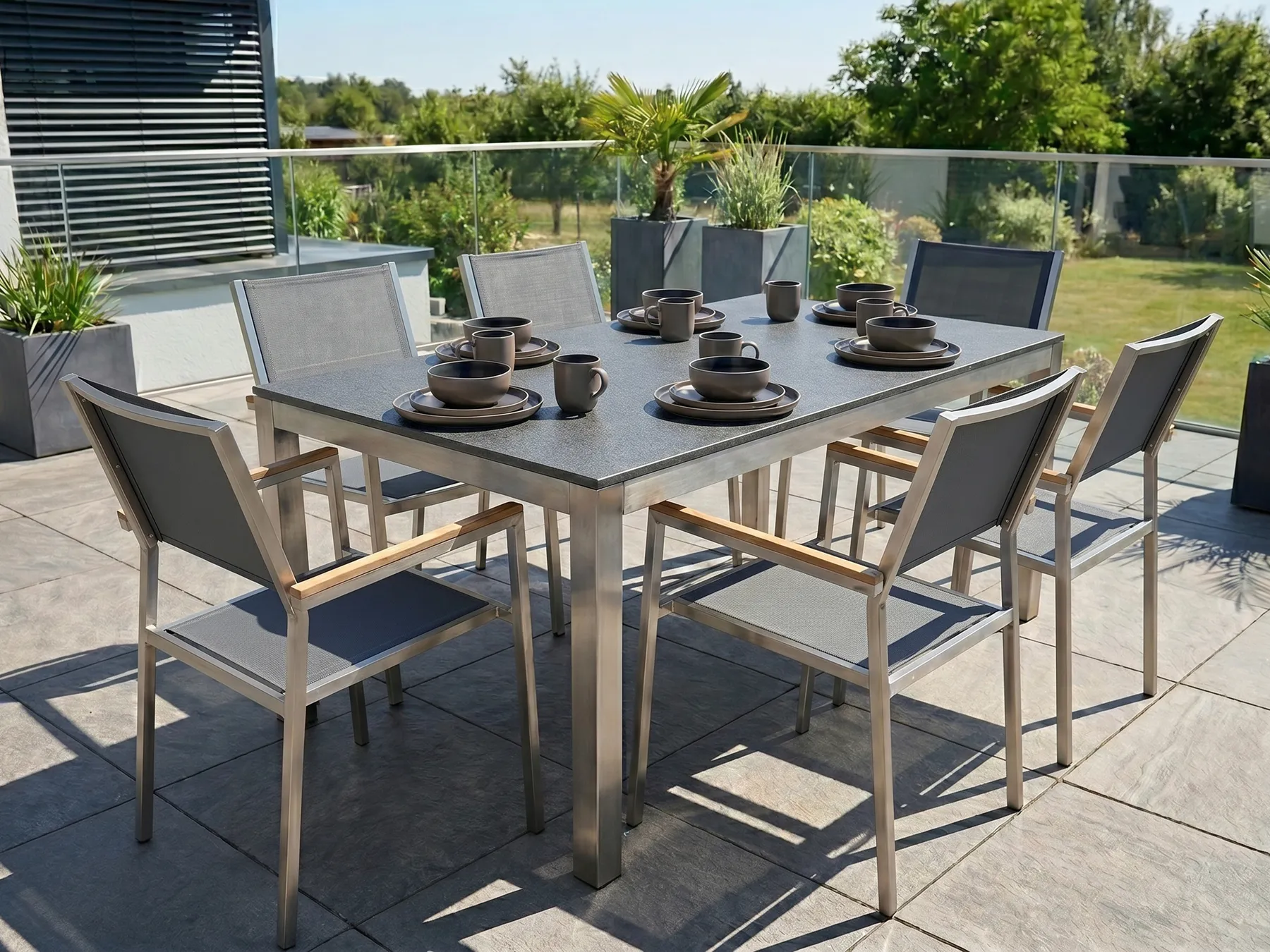 Gartentisch GROSSETO 180 cm 90 cm Granit poliert Grau_448930