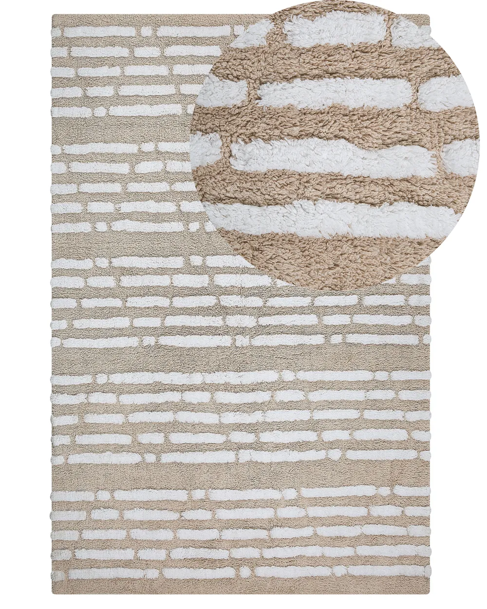 Teppich AHIRLI Beige 120 x 180 cm Baumwolle