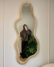 Wall Mirror MONTVALEN 59 cm 150 cm Paulownia Wood Light Brown_1185008
