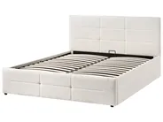 Bett mit Stauraum MASSOGNES Bouclé Cremeweiß 140 x 200 cm_1030354