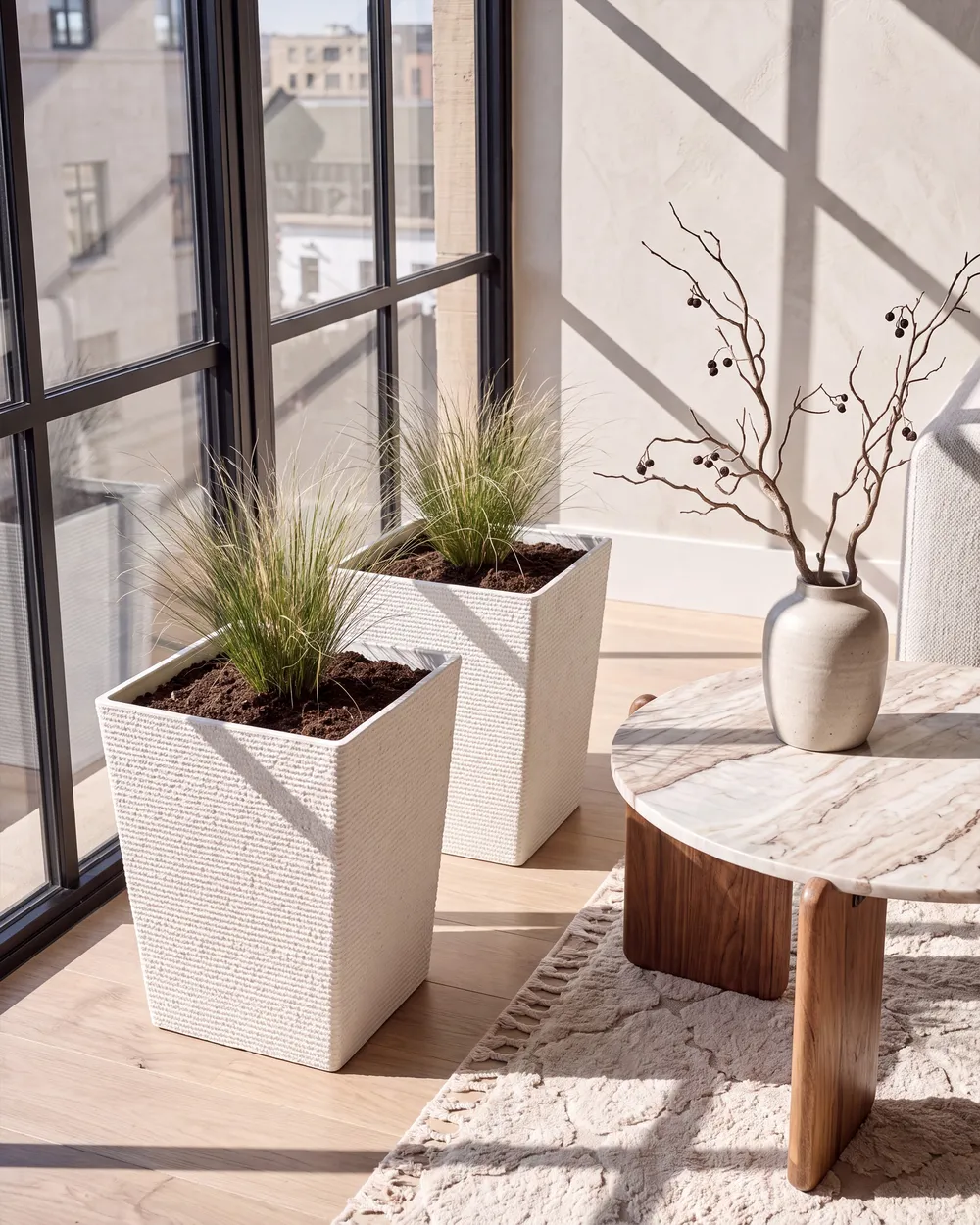 Set of 2 Plant Pots CYRODALIS 42 cm White