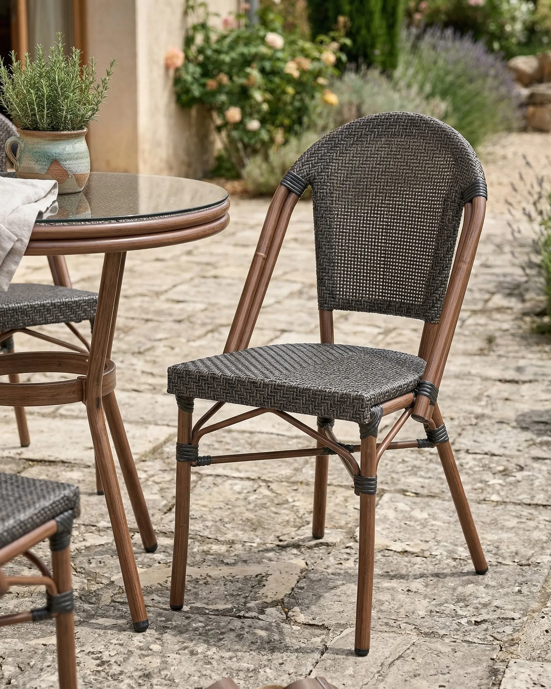 Gartenstuhl 4er Set RIFREDDO Polyrattan Grau_1062340