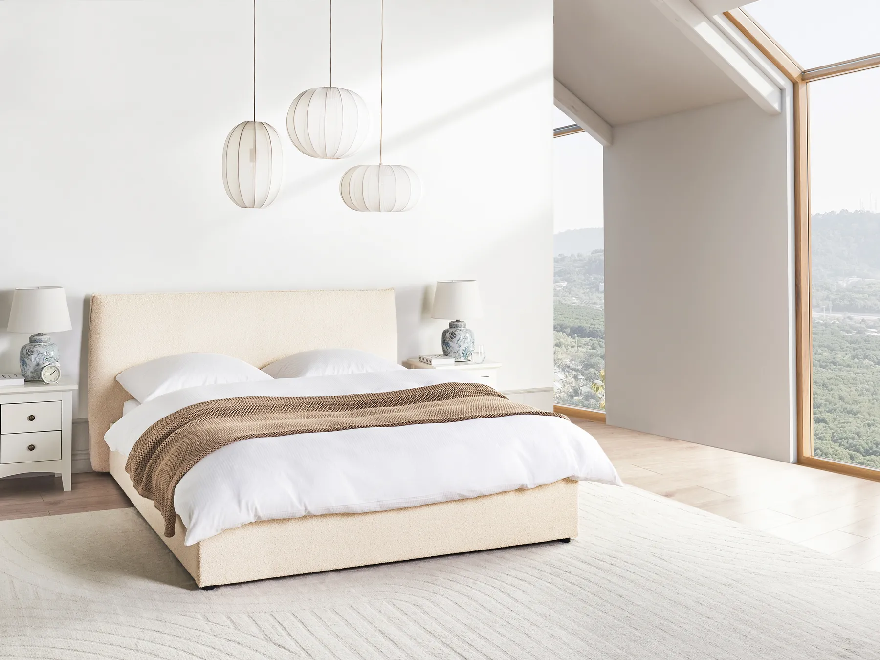 Ottoman Bed LAVAUR Boucle Beige 160 x 200 cm (EU King Size)_966022