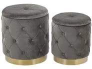 Pouf mit Stauraum 2er Set PUEBLO Samtstoff Grau_772519