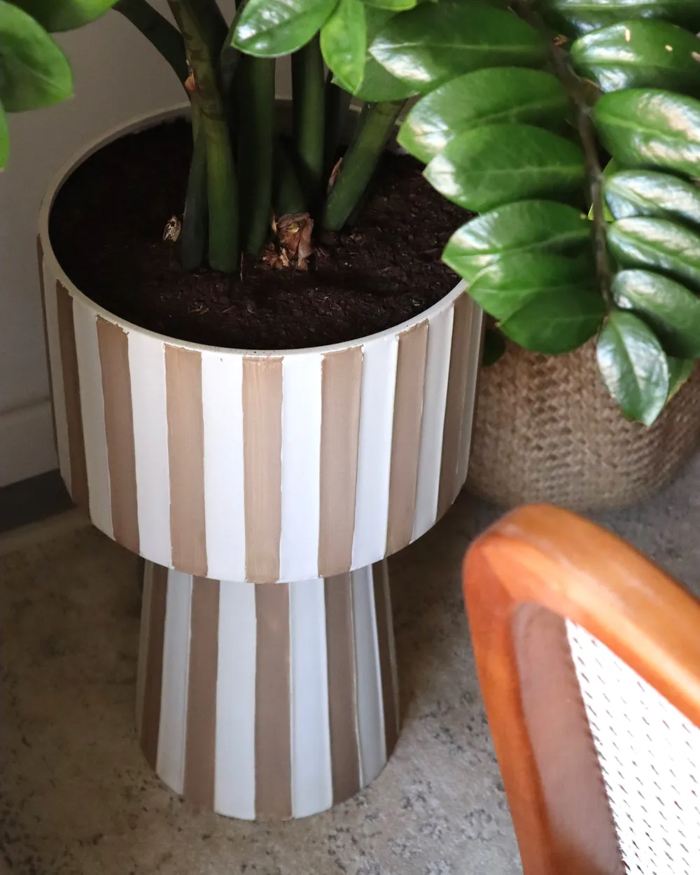 Blumenkübel BANE 30 cm Metall Weiß / Beige_1153640