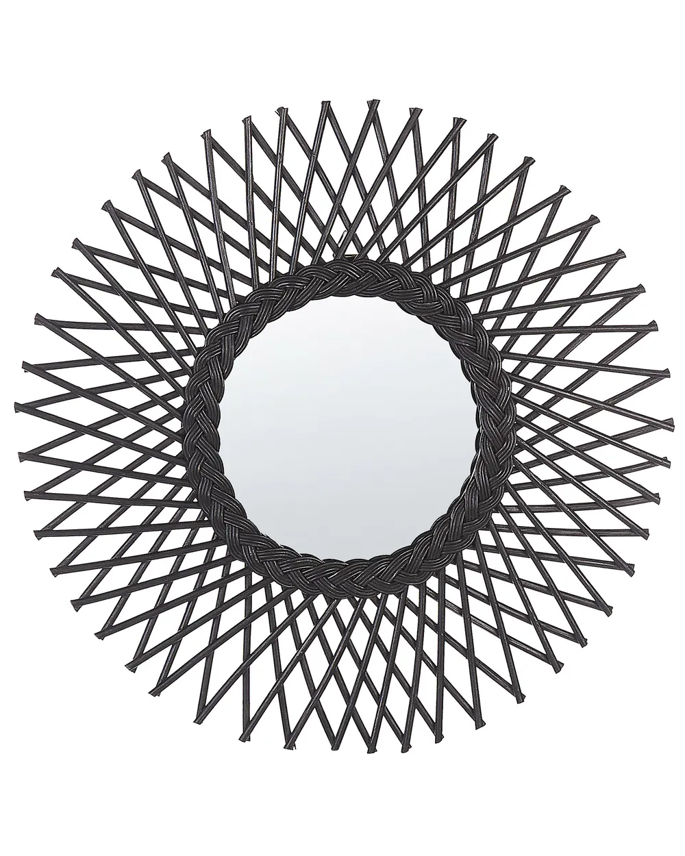 Wandspiegel TAGOLU 60 cm 60 cm Rattan Schwarz