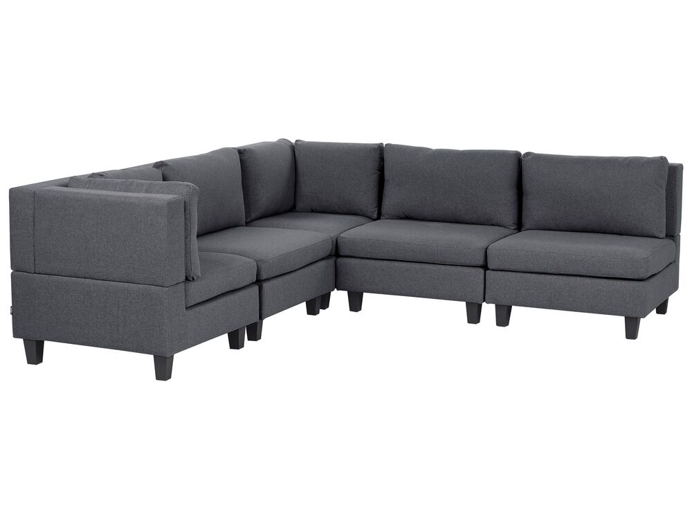Modul Ecksofa 5-Sitzer UNSTAD Stoff Dunkelgrau rechtsseitig