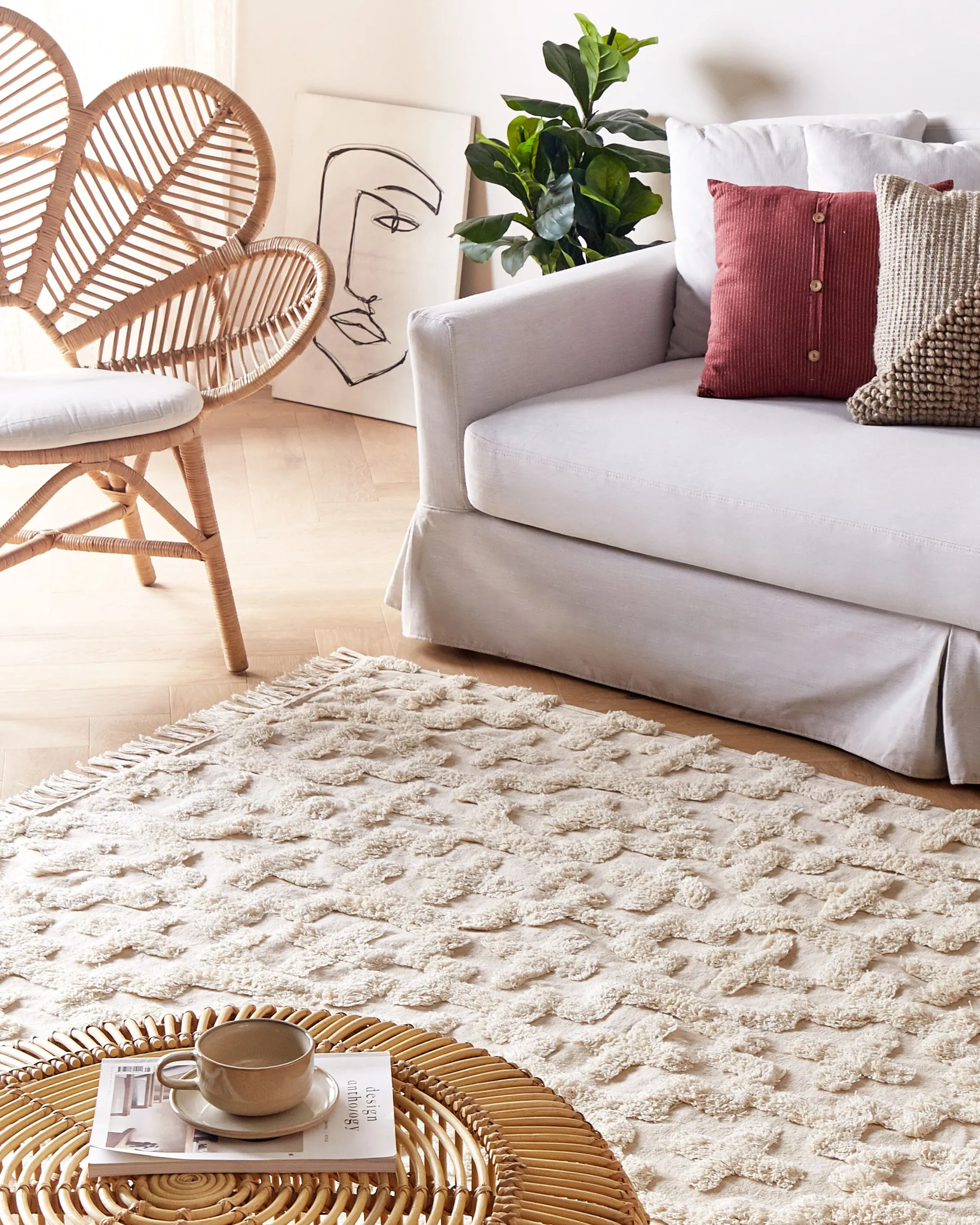 Teppich ITANAGAR Beige 160 x 230 cm Baumwolle_839227