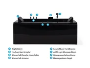 Whirlwanne Eckmodell mit LED VARADERO 183 x 90 cm Schwarz linksseitig_787095
