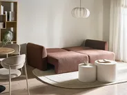 Sofa Bed 3 Seater VAXHOLM with Storage Boucle Brown_1028757