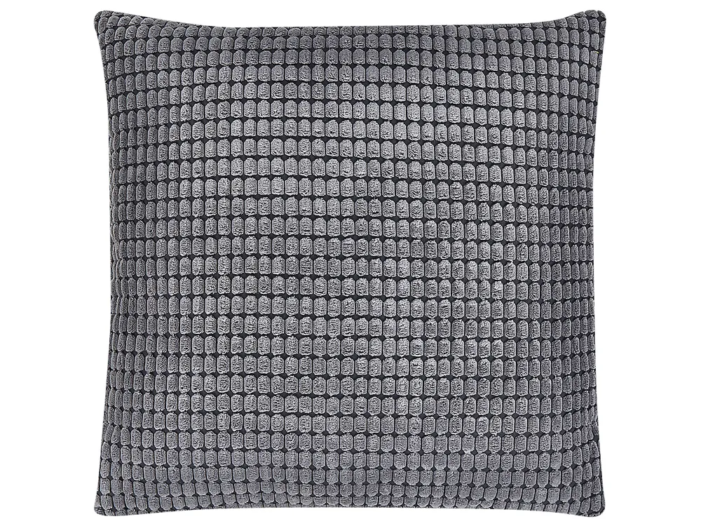 Dekokissen 2er Set ASPIDISTRA 45 x 45 cm Samtstoff Grau Geometrisches Muster_810558
