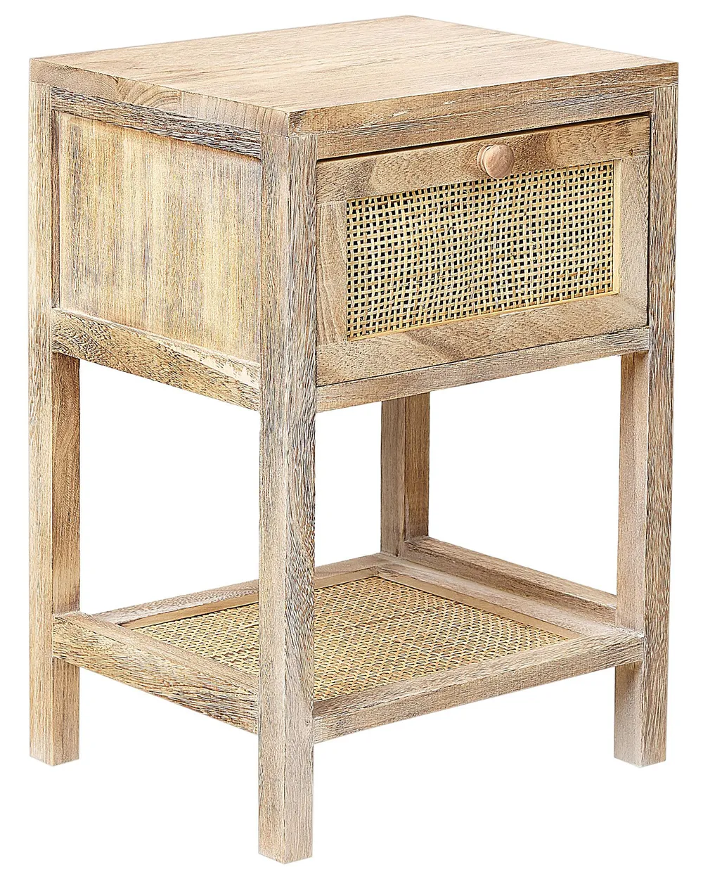 Nachttisch mit 1 Schublade ESTO Paulownia-Holz Hellbraun