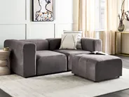 Modulsofa 2-Sitzer FALSTERBO mit Ottomane Samtstoff Taupe_919326