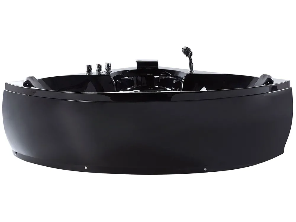 Whirlwanne Eckmodell mit LED SENADO 205 x 150 cm Schwarz_919457
