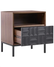Nachttisch mit 1 Schublade CARAQUET Dunkelbraun_1028725
