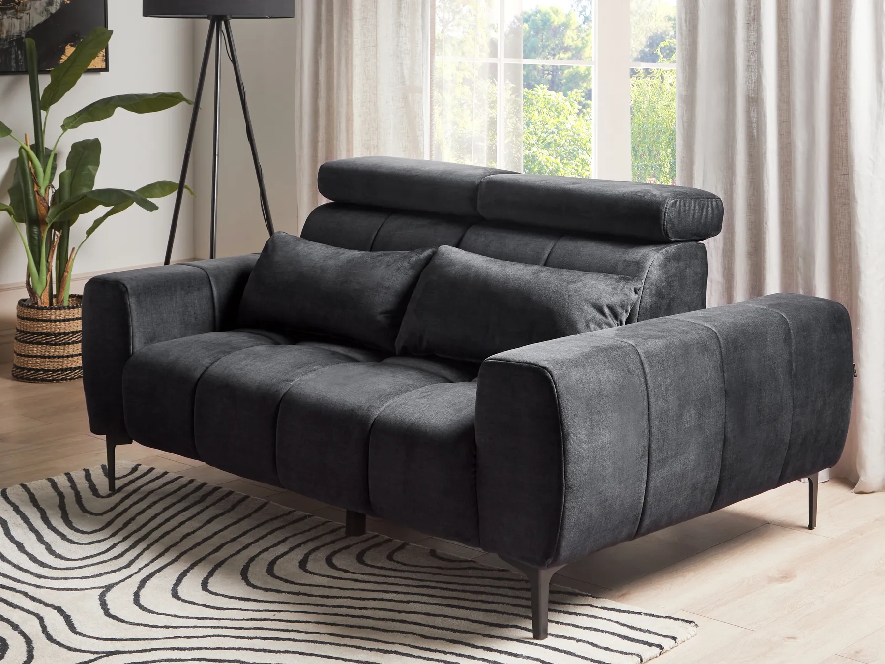 Sofa 2 Seater VEGAMO Velvet Black_925013