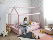 Kinderbett Haus Kiefernholz COSSAYE 90 x 200 cm Pastellrosa_1033687