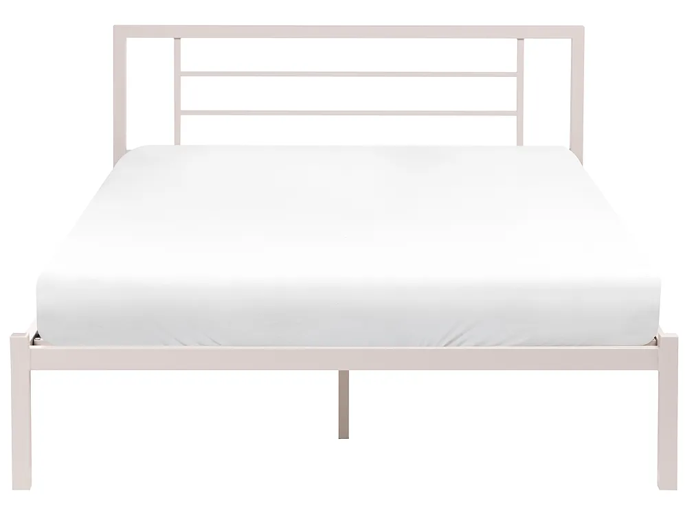 Bett mit Lattenrost Metall CUSSET 140 x 200 cm Hellbeige_1162073