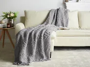 Kuscheldecke VELLA Baumwolle 200 x 220 cm Grau_939511