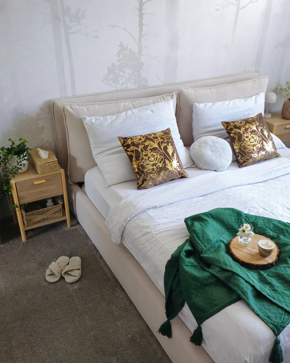 Bett mit Stauraum BAJONNA Stoff Hellbeige 180 x 200 cm_979119