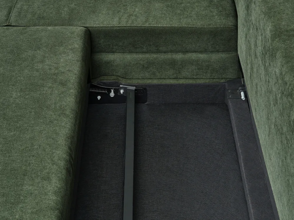 Eckschlafsofa 3-Sitzer KOGE mit Stauraum Stoff Grün linksseitig_1087929