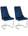 Esszimmerstuhl 2er Set ALTOONA Samtstoff Marineblau