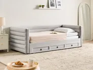 Tagesbett mit Stauraum Samtstoff MEUDON 90 x 200 cm Grau_1022094