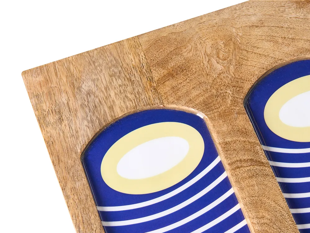Wandobjekt Gesicht JIMETA 40 cm Mangoholz Blau_1038594