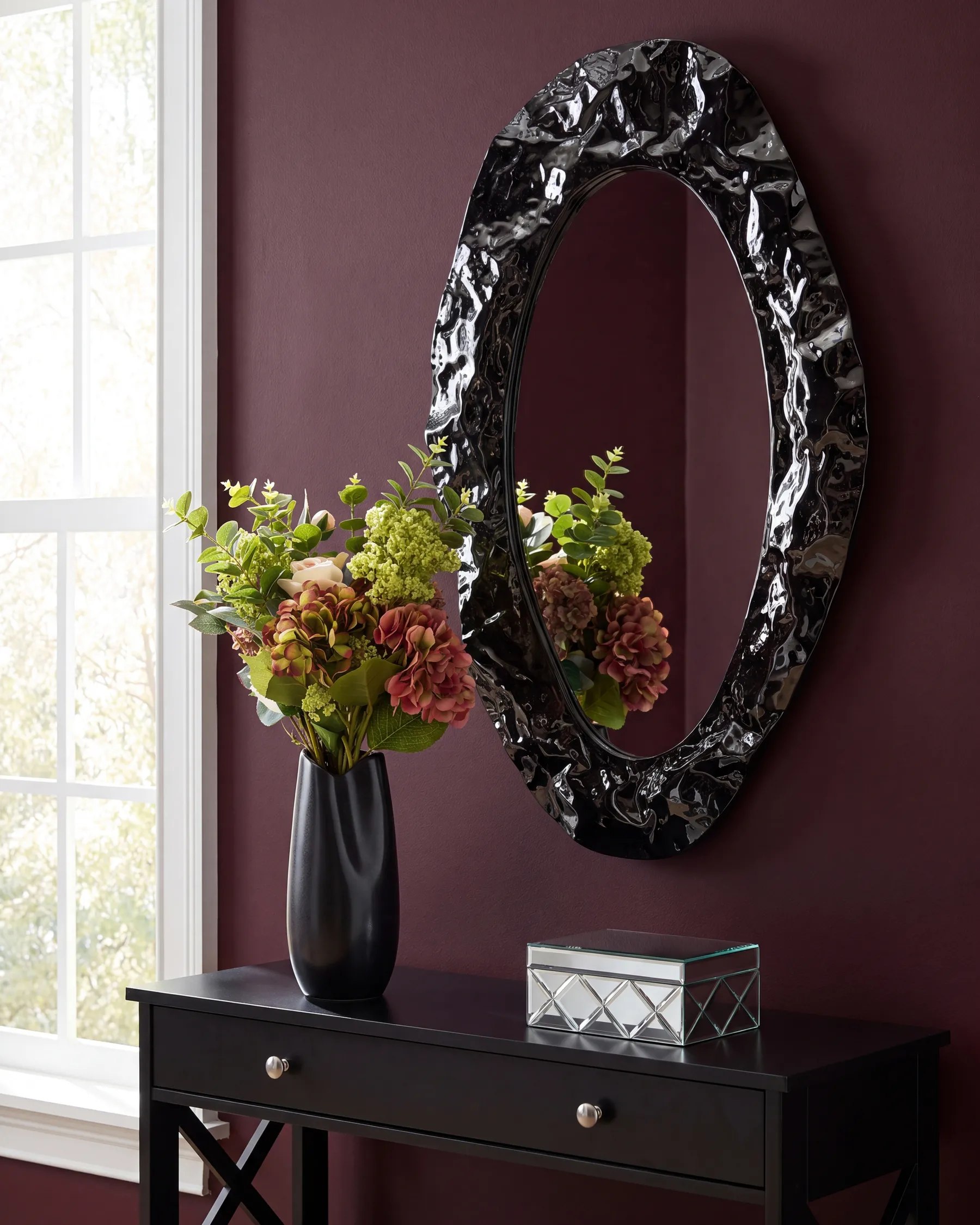 Wandspiegel LOGNES 56 cm 95 cm Schwarz_1029905