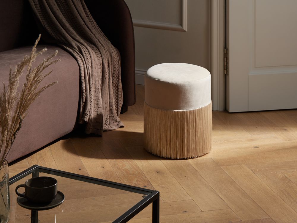 Pouf VIRGINIA Samtstoff Taupe