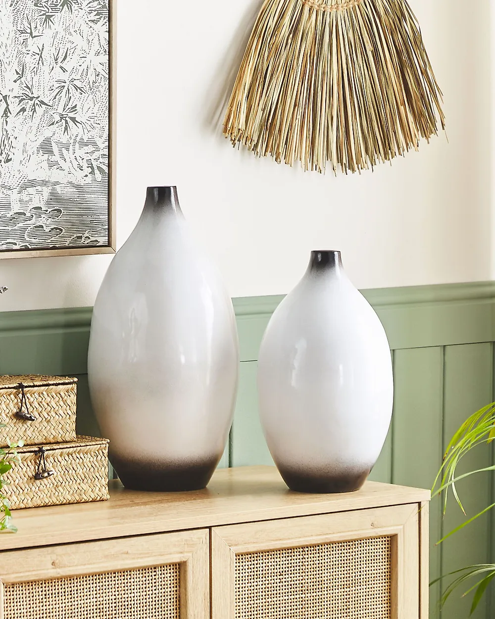 Decorative Vase BAEZA 46 cm Ceramic White_1178050